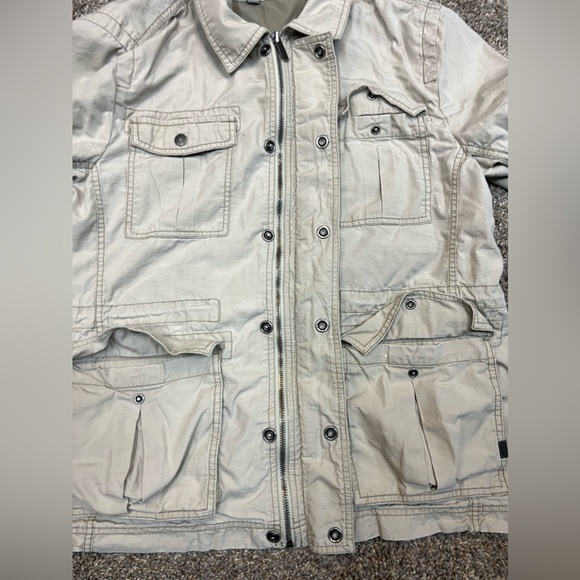 Calvin Klein Jeans beige utility jacket womens size L button zip up - Picture 6 of 16